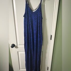 Vibrant Blue Leopard Print Dress NWOT